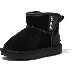 HOBIBEAR Toddler Suede Snow Boots for Boys Girl Faux Fur Lining Anti-Slip Ankle Winter Boots