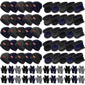 Toulite 75 Pcs Kids Winter Beanies Gloves Scarf Bulk for Boys Girls,Warm Fleece Lining Hats Gloves Neck Warmer Homeless Gift in Kuwait