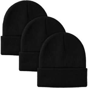 Glooarm 3 Pack Toddler Beanie Kids Beanie Winter Hats Knit Ribbed Boys Girls Beanies Warm Cuffed Caps