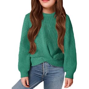 Arshiner Girl's Sweaters Kids Twist Front Cute Pullover Knitted Jumper Fall Winter Clothes