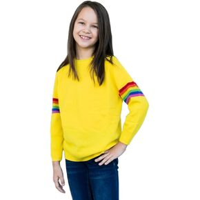 BEYOND FASHION Big Kids Unisex 100% Cashmere Sweater Pullover Rainbow Stripe Long Sleeve