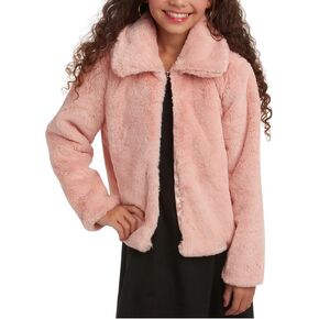 سترة بوليرو للفتيات من URBAN REPUBLIC - سترة بوليرو قصيرة أنيقة من الفرو الصناعي - سترات ملابس خارجية عصرية للفتيات (7-14) in Kuwait