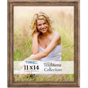Icona Bay 5x7 Chestnut Brown Picture Frame, Rustic Wood Pattern, Lightly Distressed Frame for Table Top Display or Wall Mount, Traditions Collection