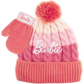 Barbie Girls Winter Hat with Gloves for Ages 5-13 Years – Ultra Soft Pink Beanie Winter Hat for Outdoors