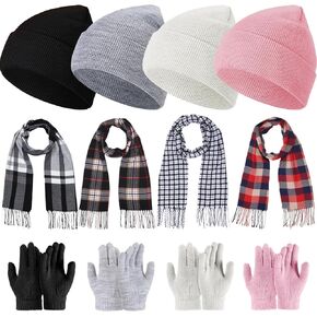 Kids Winter Beanies Gloves Scarf Set Warm Knit Hat Neck Warmer Shawls for 5-10 Boys Girls Homeless Shelter Gift Cold Weather