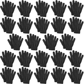24 Pairs Kids Winter Mittens, Stretchy Warm Knitted Gloves Assorted Solid Magic Gloves for Toddler Boys and Girls