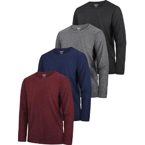 HXP 4 Pack Boys Long Sleeve Shirts Dry Fit Athletic T Shirts Boys' Activewear Quick-Dry Clothes Tees for Youth Teens