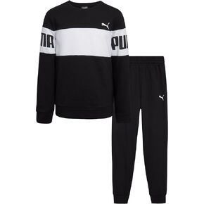 PUMA Boys' Jogger Set - 2 Piece Soft Fleece Pullover Crewneck Sweatshirts and Sweatpants For Boys - Casual Active Set (4-16)