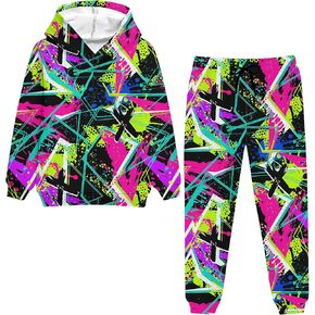 uideazone Boys Girls 2 Pcs Tracksuit Outfit Hoodie Sweatshirt & Sweatpant Sweatsuit Clothing Sets for Kids 7-14T
