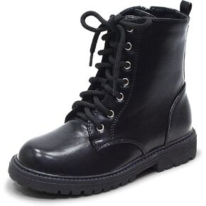 LseLom Girls Boys Side Zipper Combat Ankle Boots for Little Big Kid