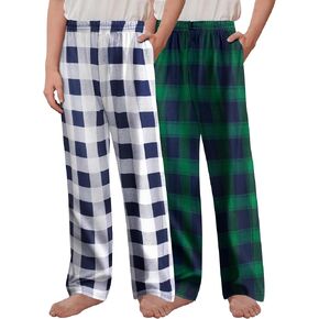 Arshiner Boys Pajama Pants 2 Pack Soft Plaid Sleepwear Kids Lounge PJ Bottoms with Pockets