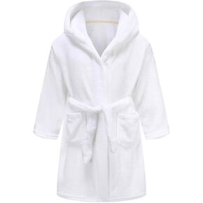 Boys Fleece Robe, Hooded Toddler Soft Fuzzy Bathrobe for Kids 2-16 Years