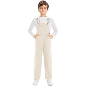 Haloumoning Boys Overalls Kids Fashion Cross Back Adjustable Straps Loose Bib Overall 4-12 Years