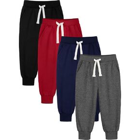 HXP 4 Pack Toddler Boys Sweatpants Cotton Toddler Sweatpants Boys Joggers Pants with Pocket Drawstring for Kids Toddler Boys