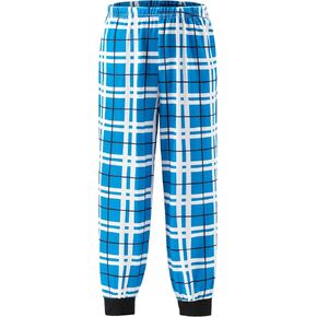 Ekouaer Boys Jogger Pajama Pants Long Plaid Pj Pants Elastic Waistband Lounge Pants with Pockets