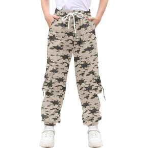 رايسيفيرن بنطال كارجو جوجرز للأولاد بخصر مطاطي كاجوال للركض مع 6 جيوب 7-14 سنة in Kuwait