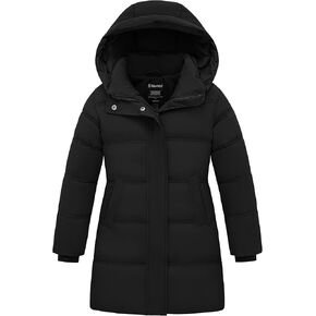 wantdo Girls’Winter Coat Long Puffer Jacket Warm Water Resistant Parka with Hood