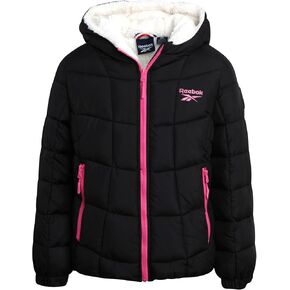 Reebok Girls' Winter Jacket - Heavyweight Quilted Puffer Parka Coat - Sherpa Lined Ski Jacket for Girls (4-16)