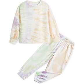 Haloumoning Boys Tie Dye 2 Piece Outfits Kids Sweatshirt and Jogger Pant Sets Fall Fashion Clothes 5-14 Years