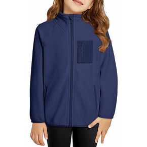 Girls Fleece Jacket Full Zip Fall Winter Soft Sherpa Coat Outwear with Pockets