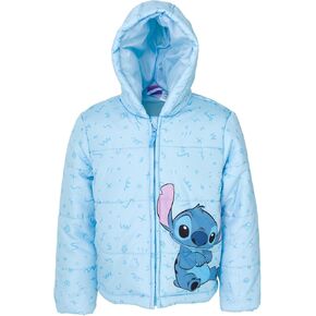 Disney Minnie Mouse Lilo & Stitch Girls Zip Up Puffer Jacket Toddler to Big Kid Sizes (2T - 14-16)