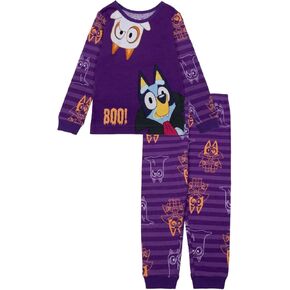 Bluey Girls' 2-Piece Snug-fit Cotton Holiday Pajama Set, Soft & Cute for Kids