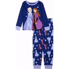 Disney Girls' 2-Piece Snug-fit Cotton Holiday Pajama Set, Soft & Cute for Kids