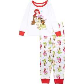 Disney Girls' 2-Piece Snug-fit Cotton Holiday Pajama Set, Soft & Cute for Kids