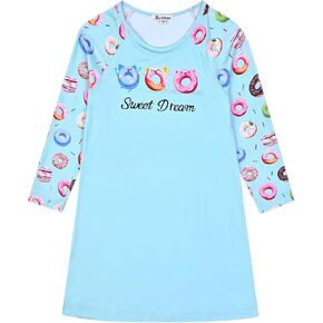 Jxstar Nightgowns for Girls, Long Sleeve Pajamas Sleepwear Unicorn Mermaid Cotton Night Dresses
