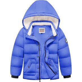 WULFUL Kids Boy's Winter Coat Detachable Hat Puffer Windbreaker Warm Cotton Jacket Parka Down Outdoor Coats