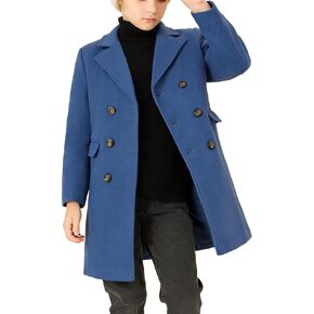 Haloumoning Boys Dress Coats Double Breasted Trench Coat Winter Pea Coat with Pockets 5-14 Years