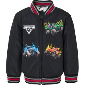 Monster Jam Zip Up Varsity Bomber Jacket Toddler to Little Kid Grave Digger El Toro Loco Megalodon
