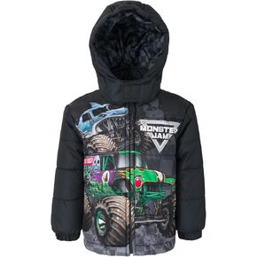 Monster Jam Zip Up Puffer Jacket Toddler to Little Kid Grave Digger El Toro Loco Megalodon