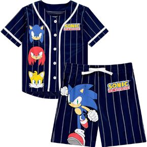 Boys Sonic The Hedgehog Baseball Jersey Shirt and Shorts Clothing Set- Little and Big Boys Sizes 4-20