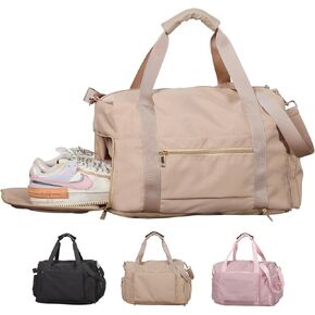 Gym Bag Womens with Shoe Compartment and Hide and increase capacity Pocket Travel Duffel Bag for Women for Plane Sport Gym Tote Bags Swimming Yoga Weekend Overnight Bag Carry-on Bag(Camel)