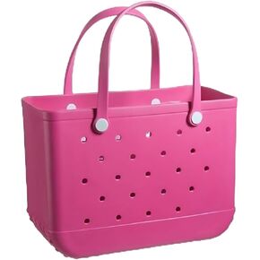 X-Large Rubber Beach Bag Tote Bag with Waterproof Zipper Inner Bag, Washable Durable Tote Bag, Storage bags