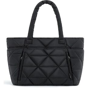 BAGSMART Tote Bag for Women, Puffy Tote Bag with Zipper, Large Quilted Shoulder Bag with Compartments for Travel, Work, Gym
