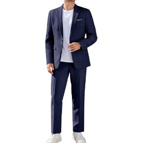 COOFANDY Men Suits Classic Fit 2 Piece Suit Set One Button Casual Blazer Wedding Bussiness Suit Separates