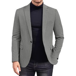 COOFANDY Men Tweed Herringbone Blazer Casual Slim Fit Vintage Suit Jackets Knit Sport Coat