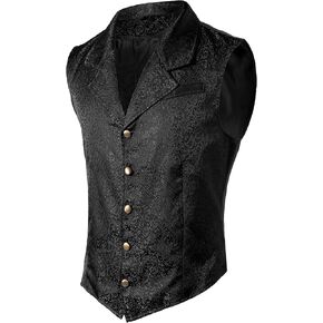 Spooktacular Creations Halloween Men Dark Victorian Steampunk Waistcoat, Men Gothic Black Suit Vest for Themed Party