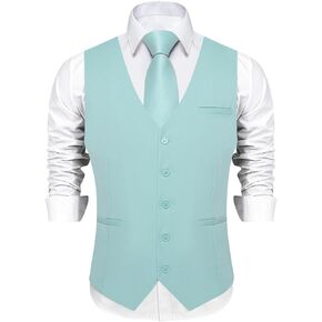 DiBanGu Men's Formal Suit Vest Solid Business Vest Slim Fit V-Neck Dress Waistcoat for Suit or Tuxedo Wedding Party