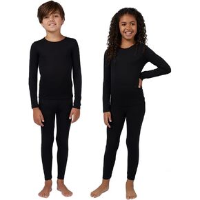 32 Degrees Heat Unisex Kids 2 Piece Baselayer Long Sleeve Crew Neck & Legging Set | 4-Way Stretch | Form Fitting | Thermal