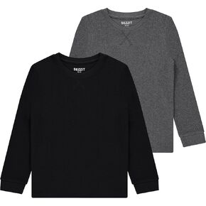Boys' 2-Pack Long Sleeve Thermal Shirts – Warm & Breathable Tops for School and Play, Sizes 4-18