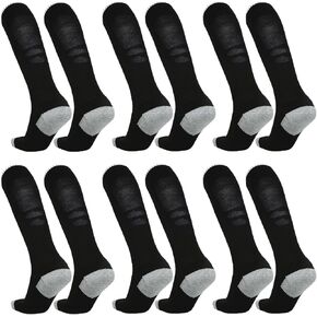 6 Pairs Kids Soccer Socks Stretchy Knee High Tube Socks Football Athletic Team Socks for Boys Girls (6-14 Years Old)