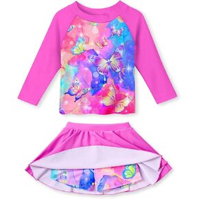 Idgreatim Girls Two Piece Swimsuit Long Sleeve Rash Guard Sets UPF+ 50 Beach Bathing Suit 3-10 Years in Saudi Arabia