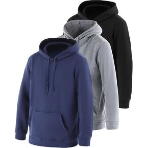 Taiyin 3 pack Men's Lightweight Fleece Pullover Hoodie Long Sleeve Sweatshirt