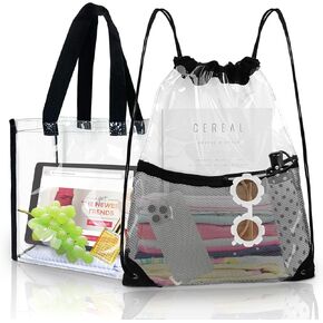 Clear Drawstring Bags for Stadium Events 12 x6 x12, Clear Backpack See Through Bag for Concert Stadium Approved, 2 PACK