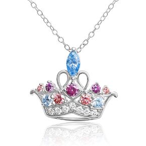 Disney Womens Beauty and the Beast Rose Necklace Officially Licensed - 18" Sterling Silver Necklace with Rose Heart Pendant