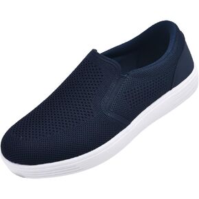 konhill Men's Slip-on Shoes, Comfortable Loafers with Arch Support Casual Walking Sneakers Lightweight Mesh Knit Non-Slip Beach Boat Shoes Breathable Slip Resistant Driving Work Sneaker