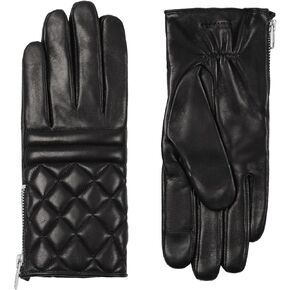 AllSaints mens Moto Quilt Leather Gloves, Glove Set for Cold Weather